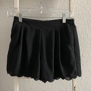 Black Scalloped Shorts